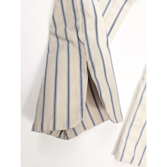 Anthropologie The Essential Slim Cream Blue Striped Ankle Pants Women's Size 6 - Picture 4 of 6